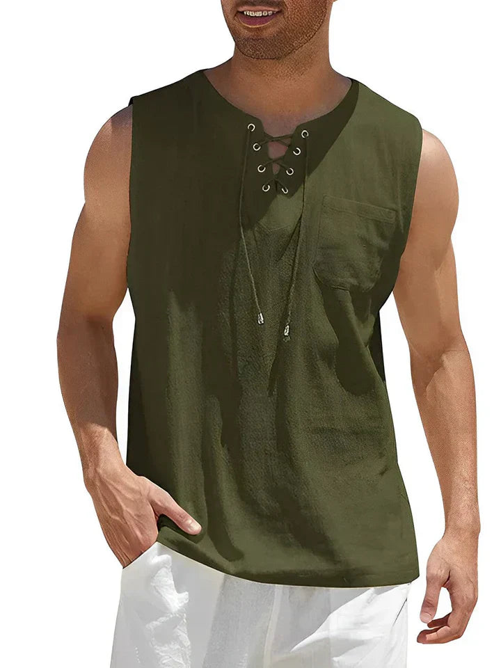 Cole | Men's Lace-Up Sleeveless Tank Top