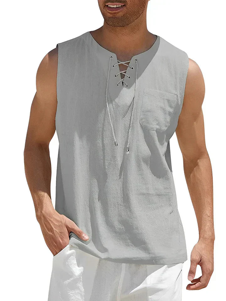 Cole | Men's Lace-Up Sleeveless Tank Top