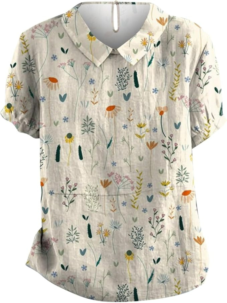 Amelia | Women's Floral Print Short-Sleeve Blouse