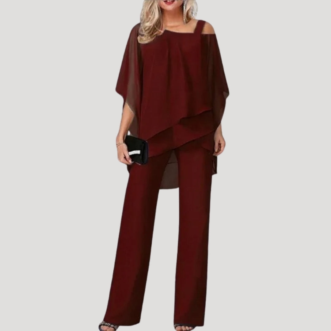 Alina | Women's Elegant Chiffon Top Pant Set