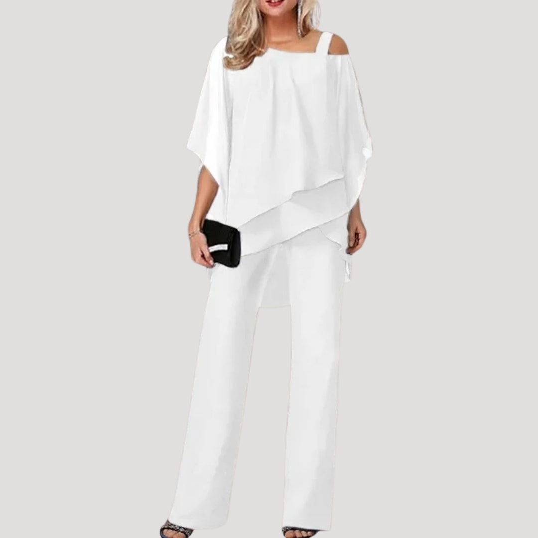 Alina | Women's Elegant Chiffon Top Pant Set