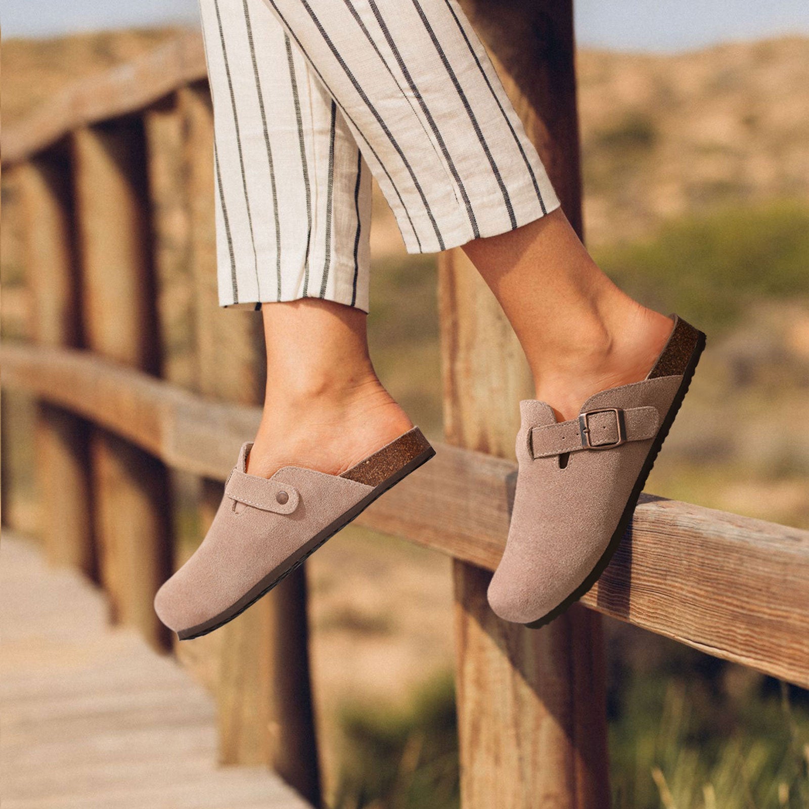 Ava | Women's Slip On Buckle Strap Flat Clogs