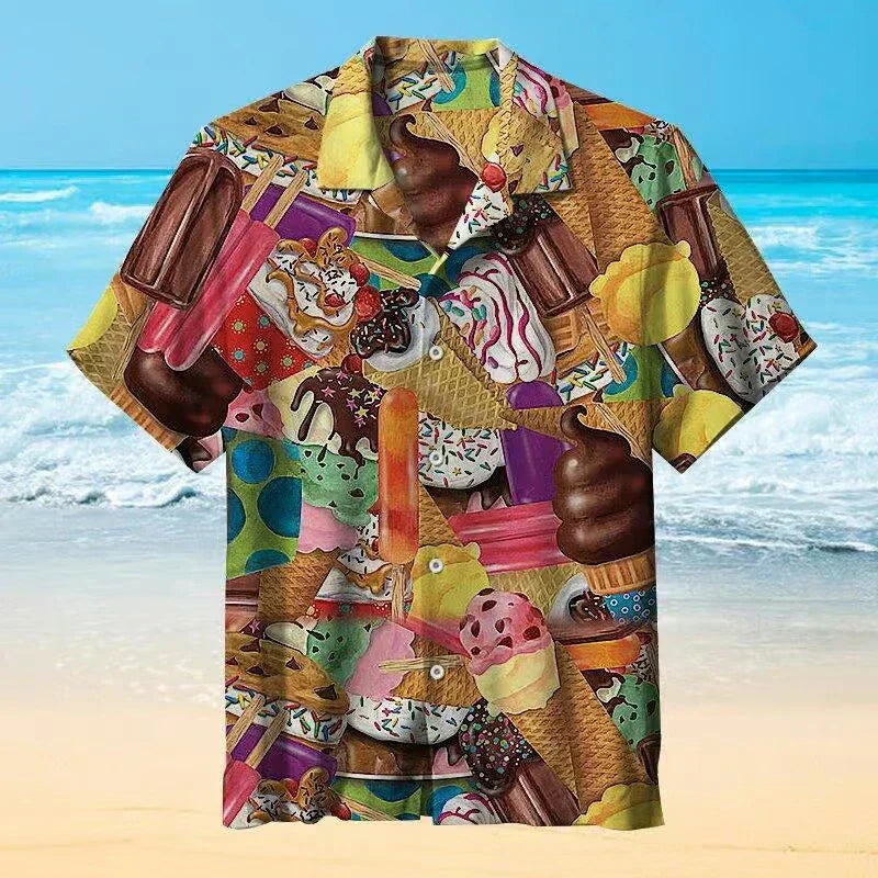 Tyler | Men's Ice Cream Print Short Sleeve Shirt