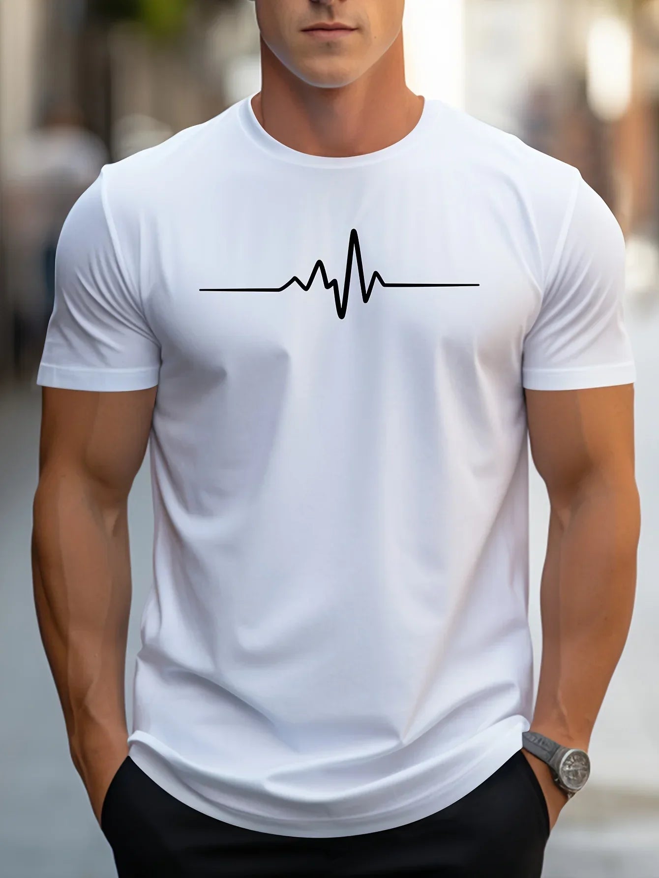 Nathan | Men's Heartbeat Print Casual T-Shirt