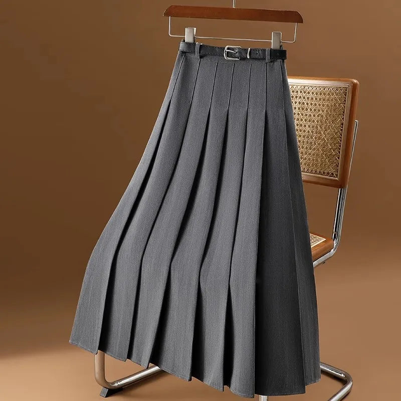 Claudia | Women's High Waist Pleated Midi Skirt