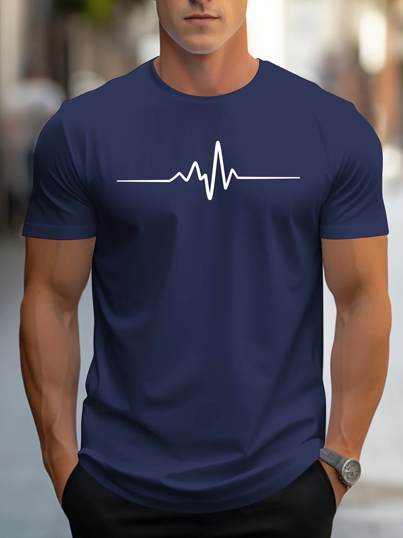 Nathan | Men's Heartbeat Print Casual T-Shirt