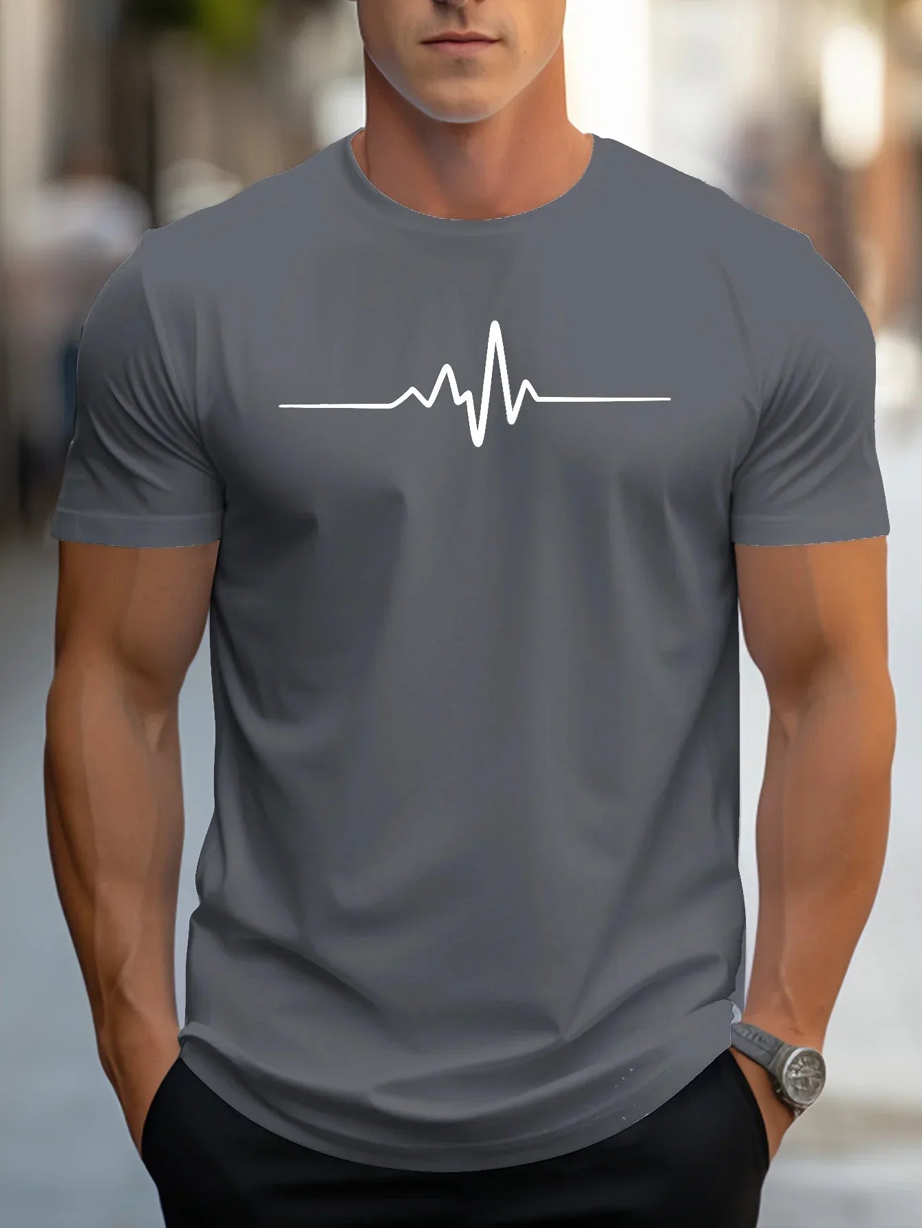 Nathan | Men's Heartbeat Print Casual T-Shirt