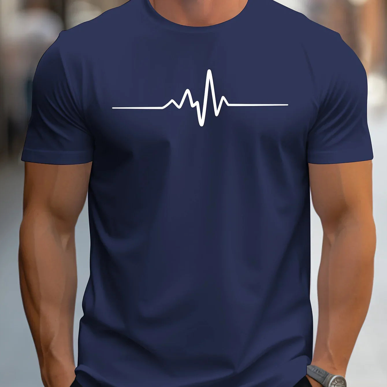 Nathan | Men's Heartbeat Print Casual T-Shirt