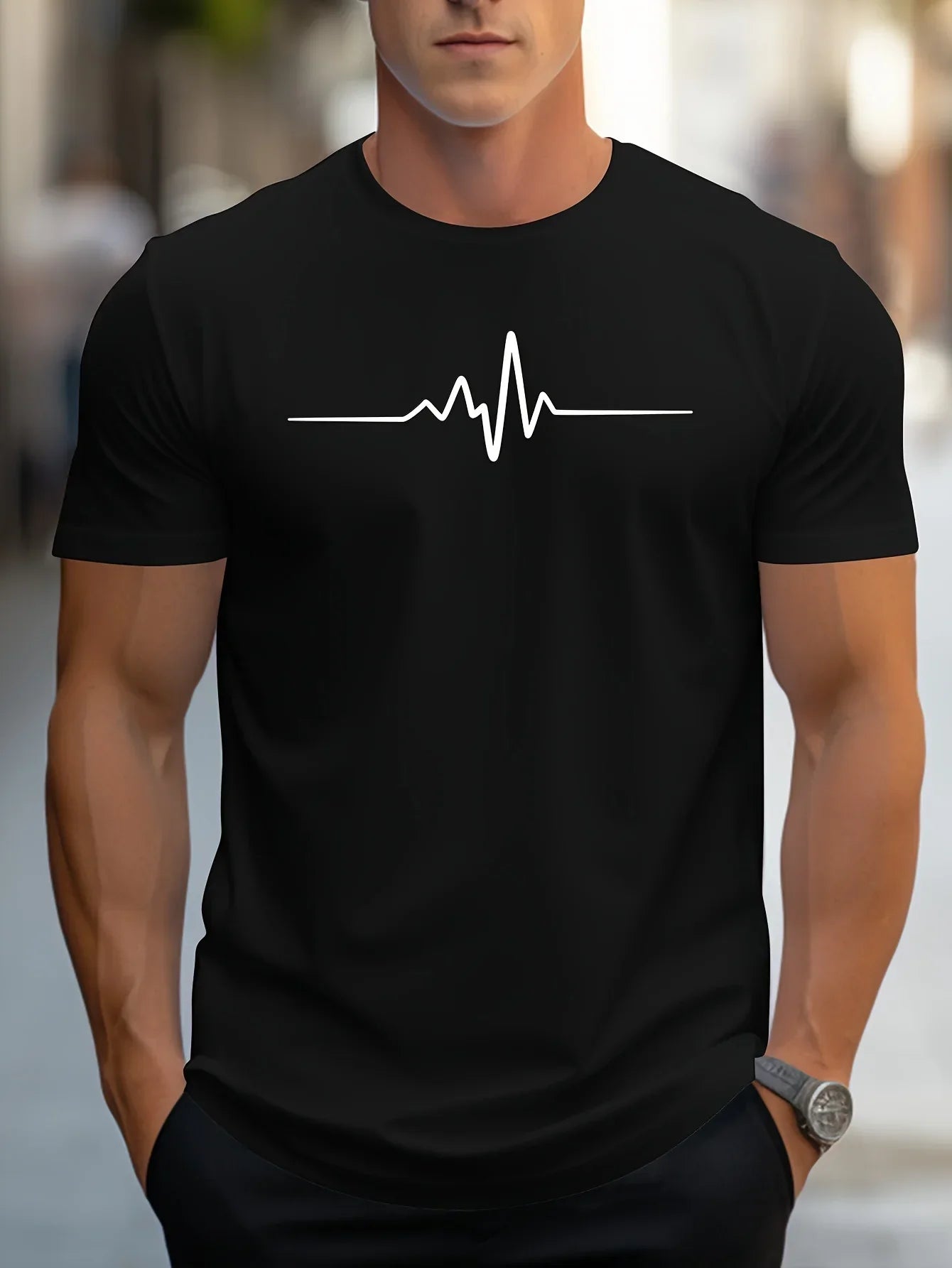 Nathan | Men's Heartbeat Print Casual T-Shirt