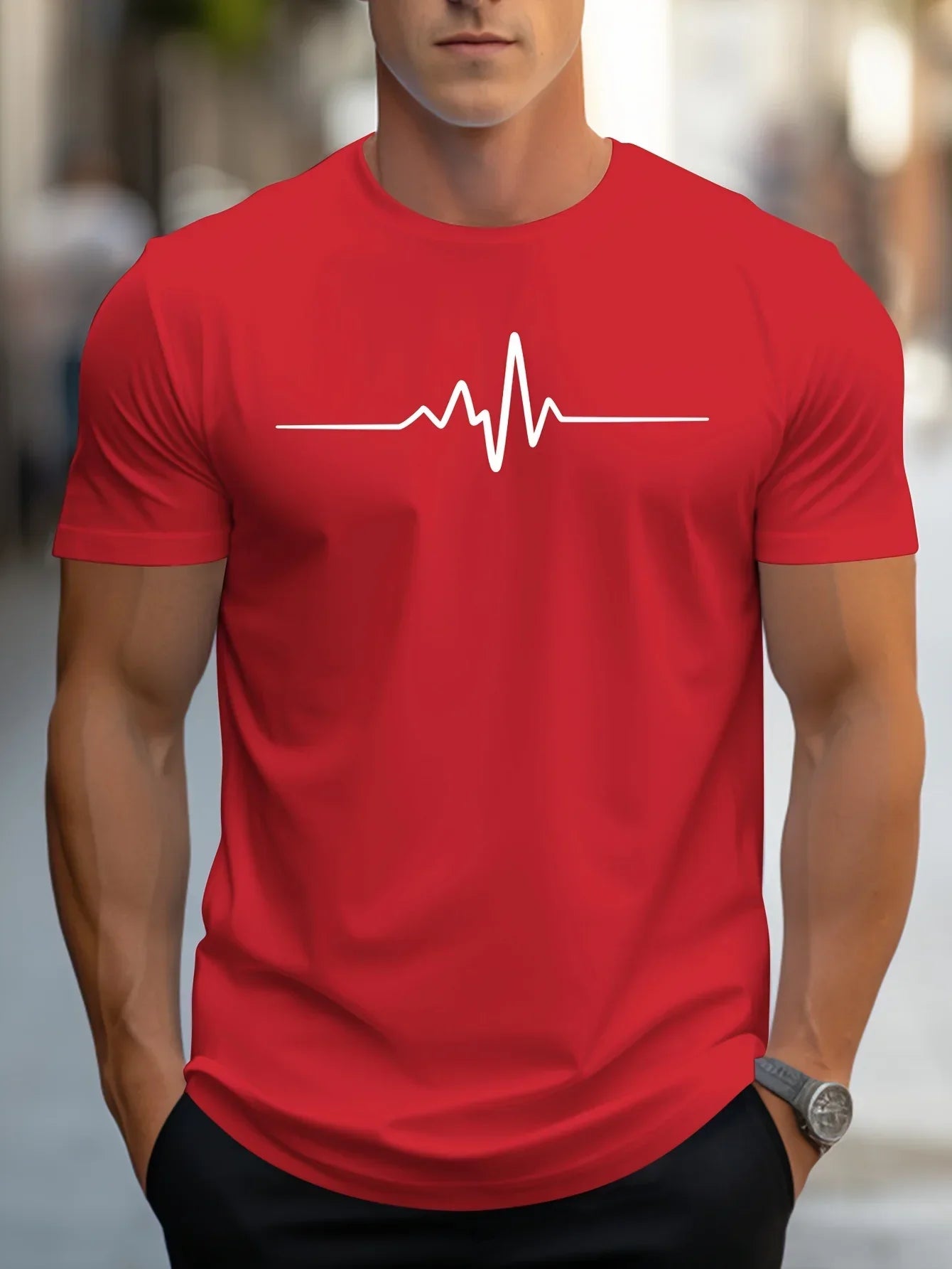 Nathan | Men's Heartbeat Print Casual T-Shirt