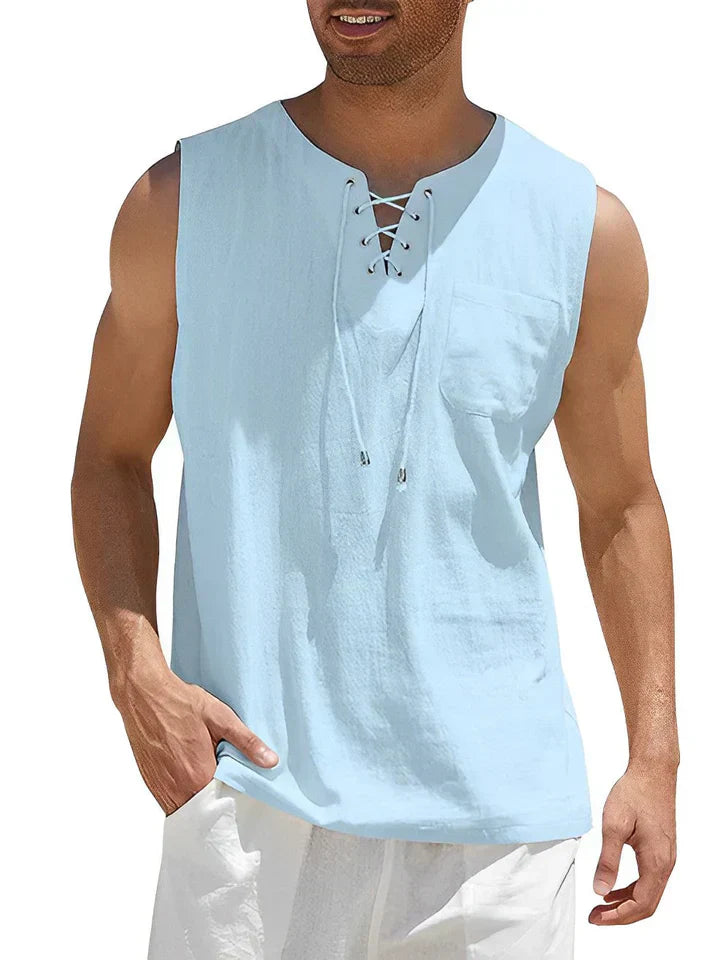 Cole | Men's Lace-Up Sleeveless Tank Top