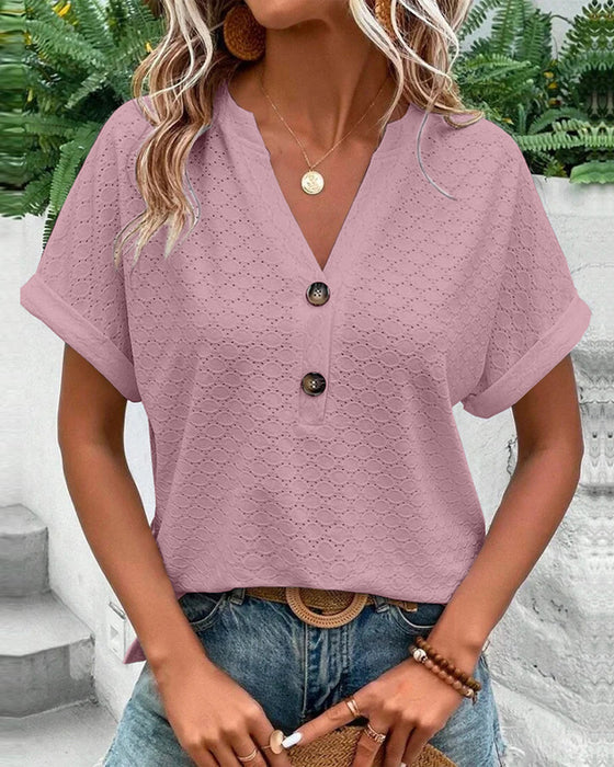 Zoe | Women's V Neck Short Sleeve Casual Top