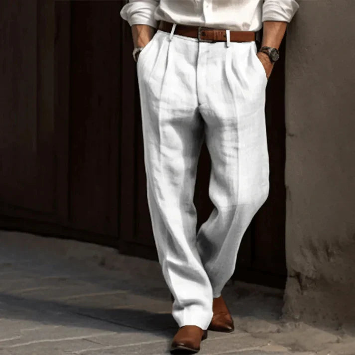 Marco | Men's Double-Pleated Linen Trousers