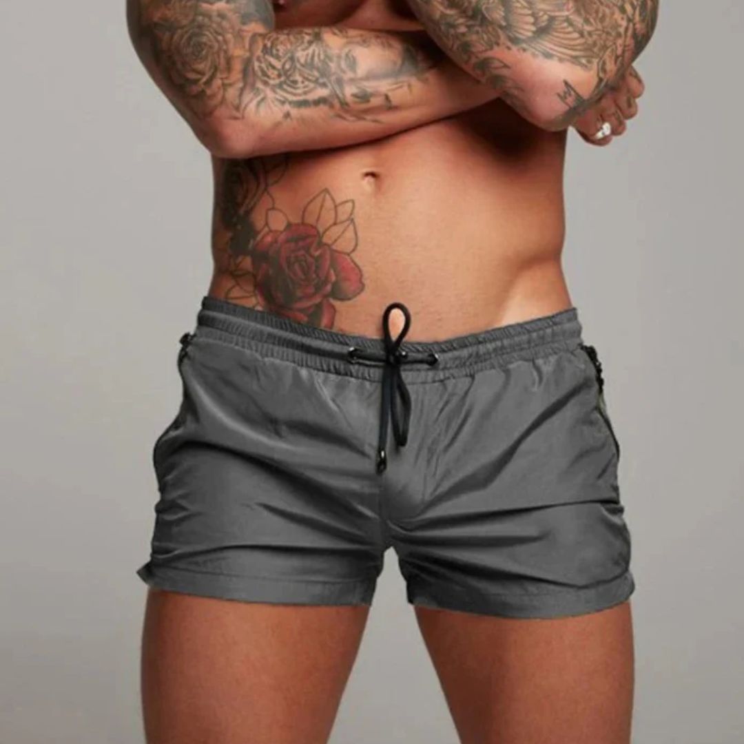 Ryan | Men's Solid Color Zip Pocket Swim Shorts