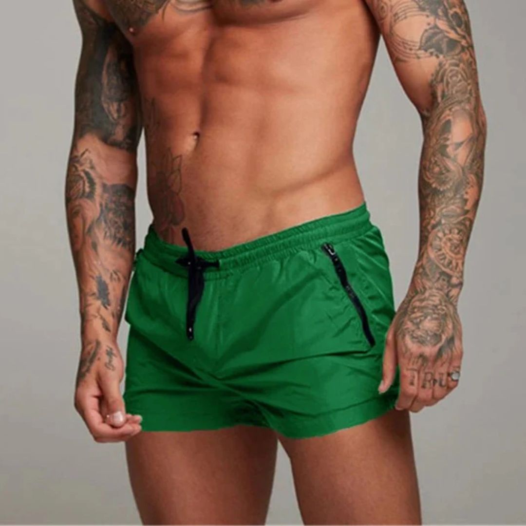 Ryan | Men's Solid Color Zip Pocket Swim Shorts