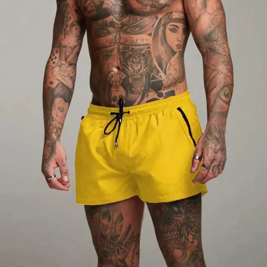 Ryan | Men's Solid Color Zip Pocket Swim Shorts