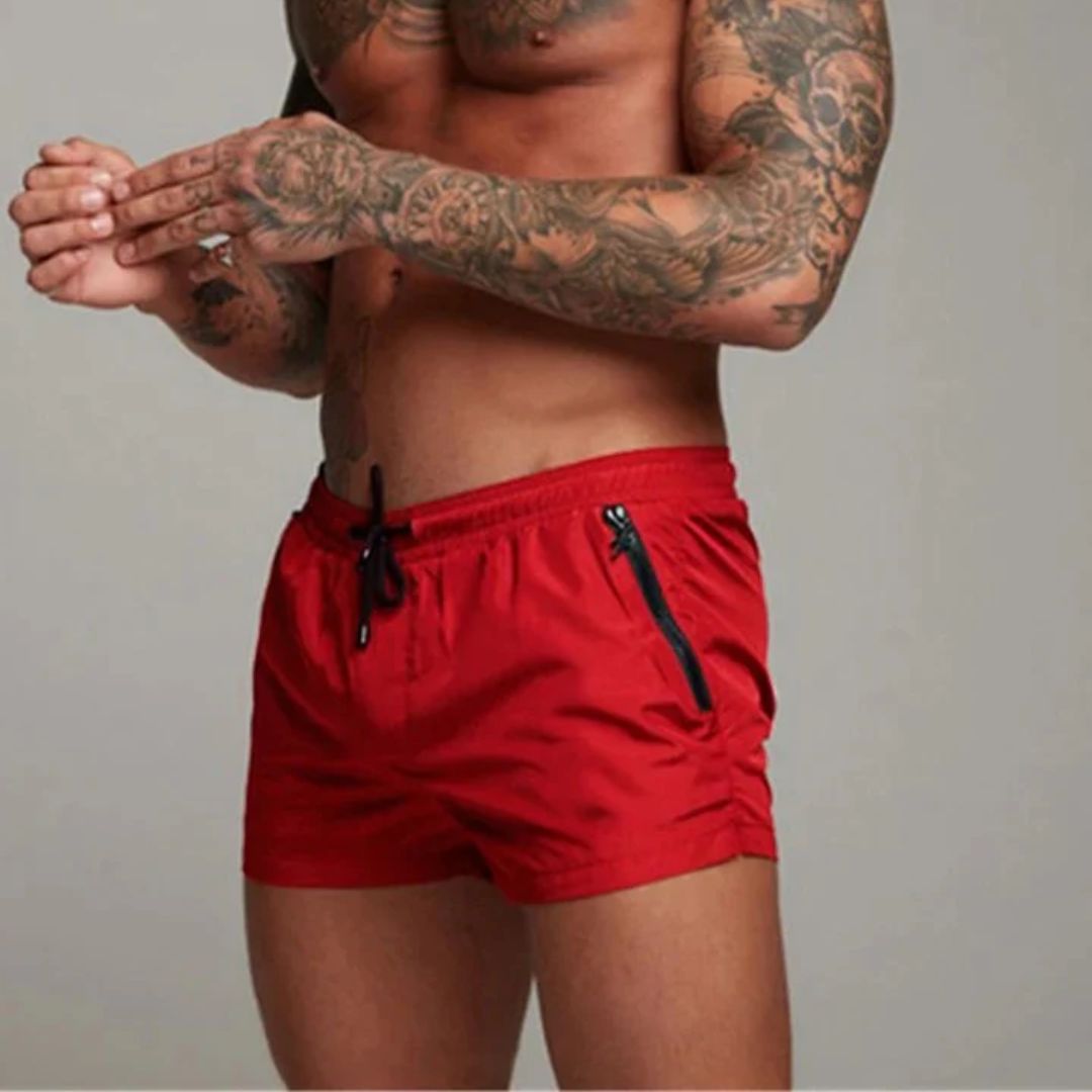 Ryan | Men's Solid Color Zip Pocket Swim Shorts