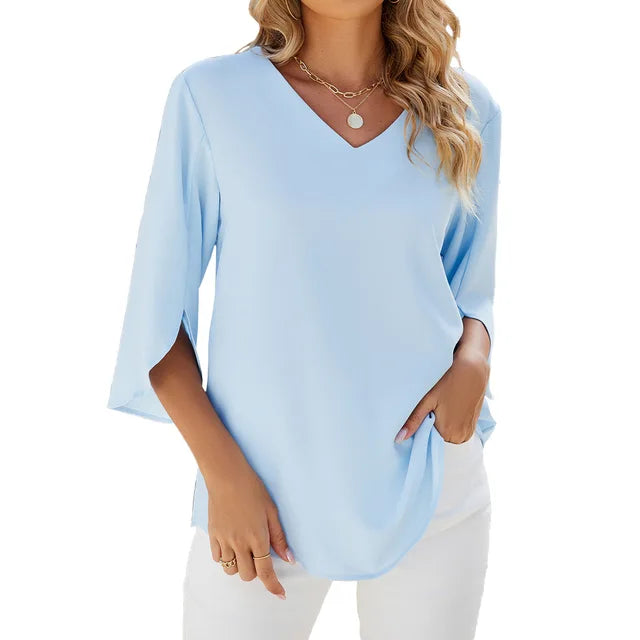 Ava | Women's V-Neck Split-Sleeve Blouse