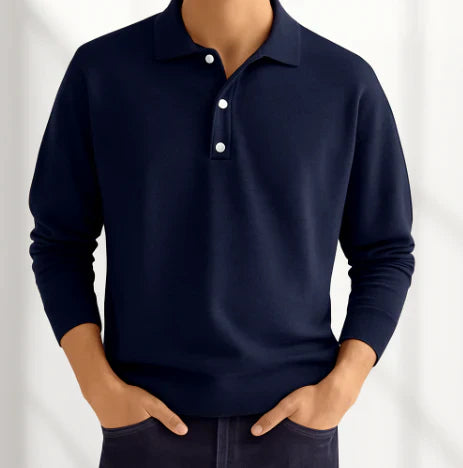 Miles | Men's Collared Button Long Sleeve Polo
