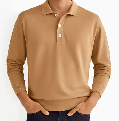 Miles | Men's Collared Button Long Sleeve Polo