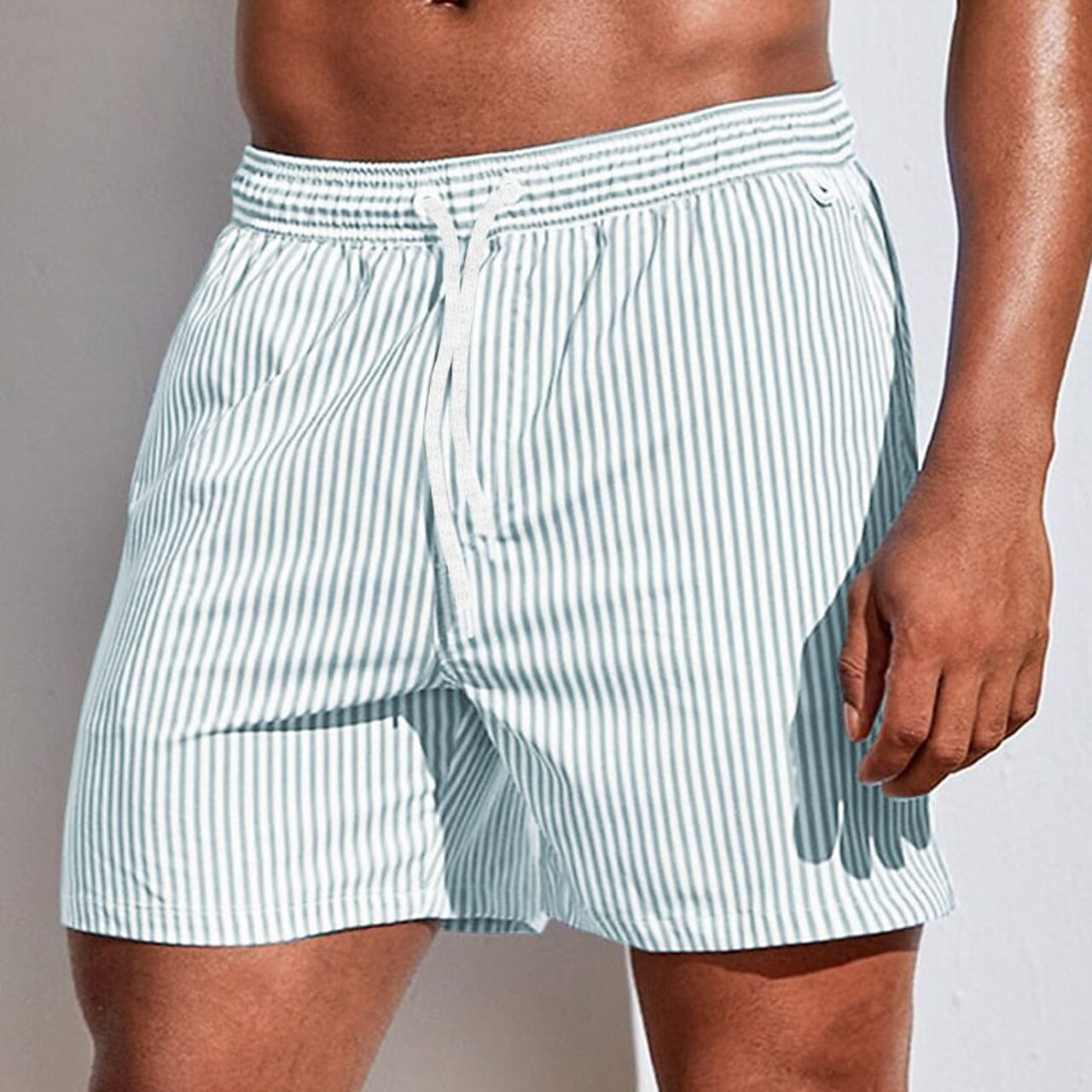 Caleb | Men's Vertical Stripe Drawstring Swim Shorts
