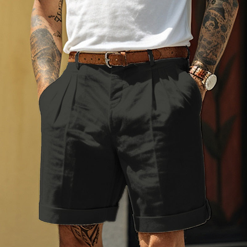 Marco | Men's Pleated Linen Blend Tailored Shorts