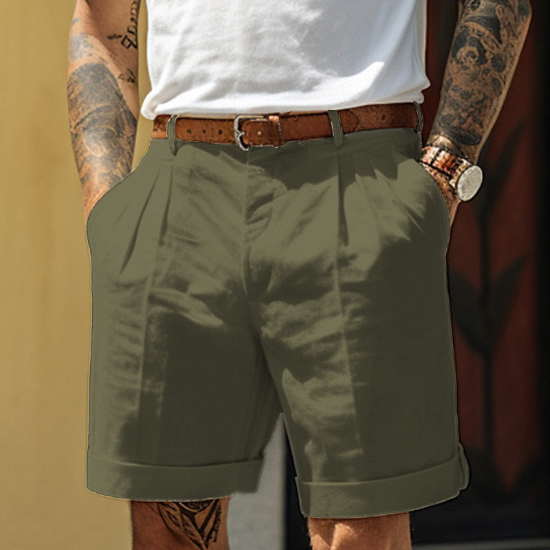 Marco | Men's Pleated Linen Blend Tailored Shorts