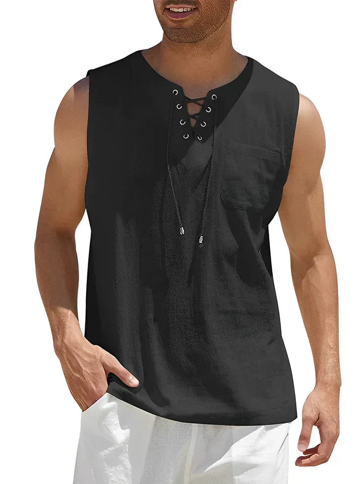Cole | Men's Lace-Up Sleeveless Tank Top