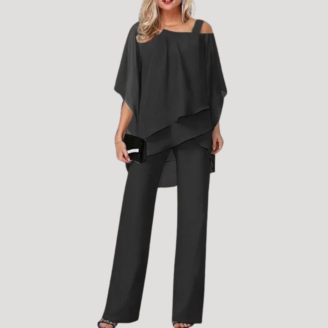 Alina | Women's Elegant Chiffon Top Pant Set