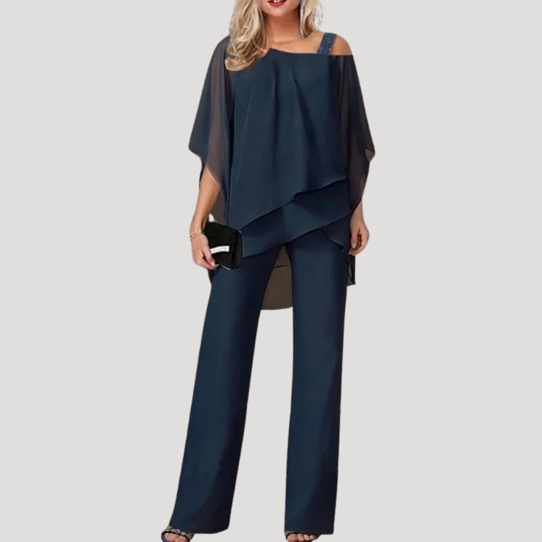 Alina | Women's Elegant Chiffon Top Pant Set