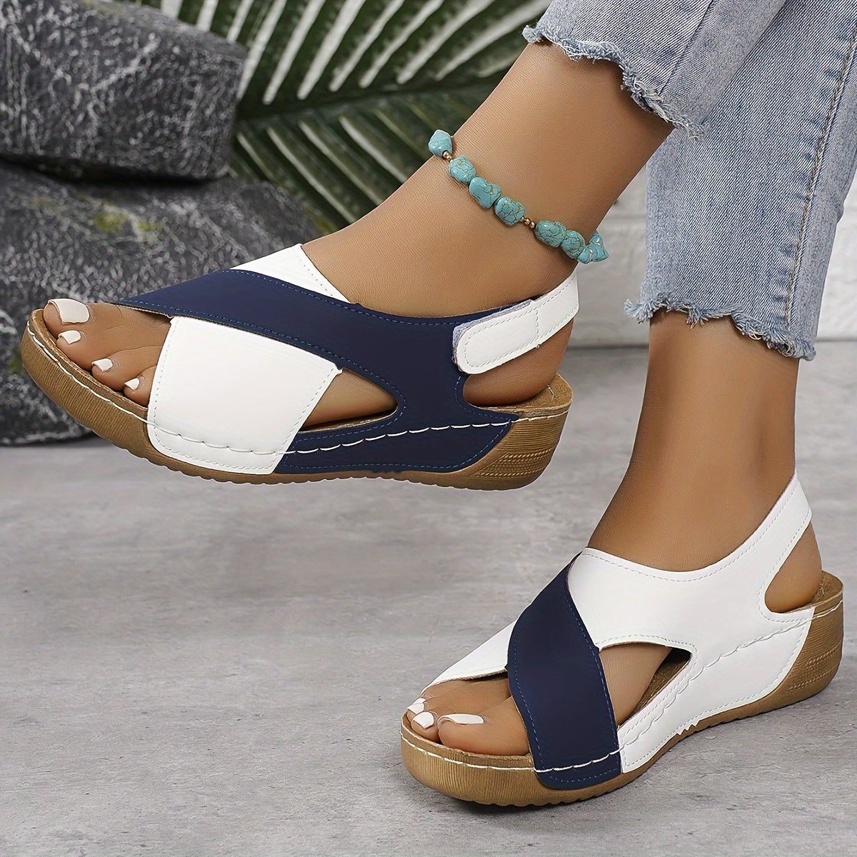 Zara | Women's Contrast Color Block Wedge Sandals