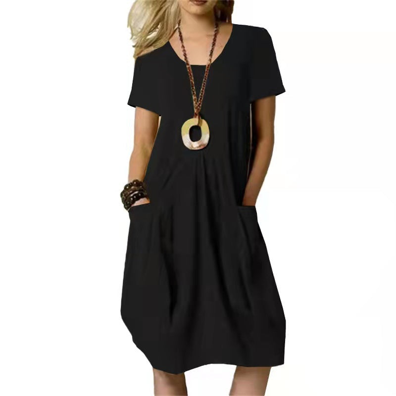 Amelia | Women's Short-Sleeve Pocket Swing Dress