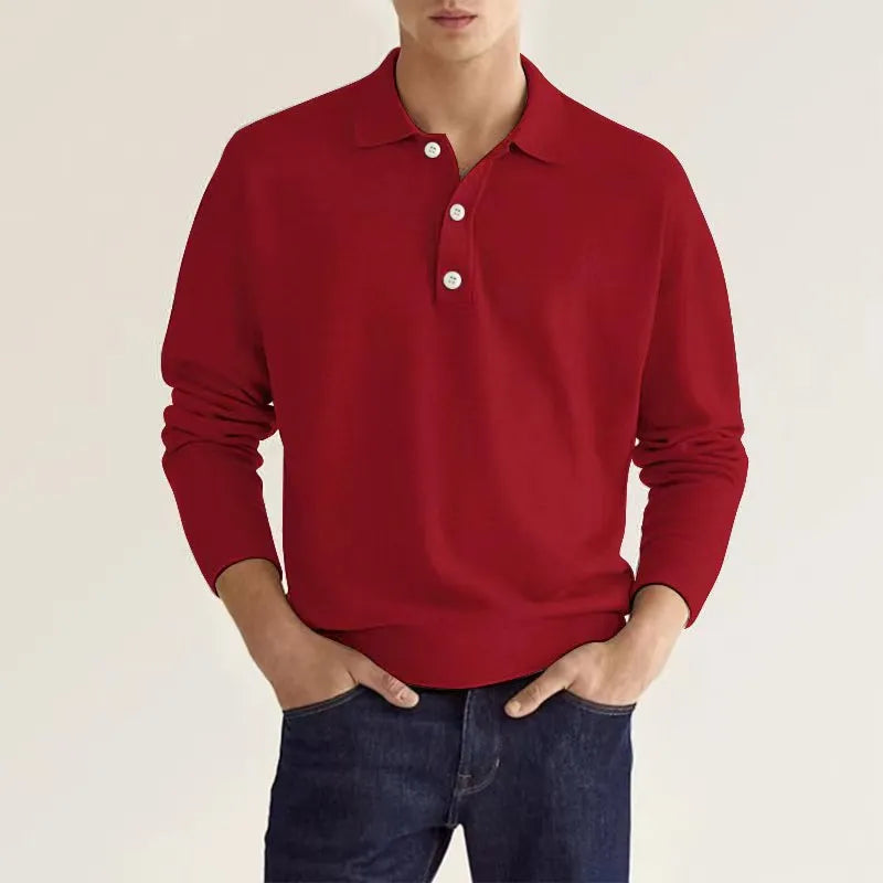 Miles | Men's Collared Button Long Sleeve Polo