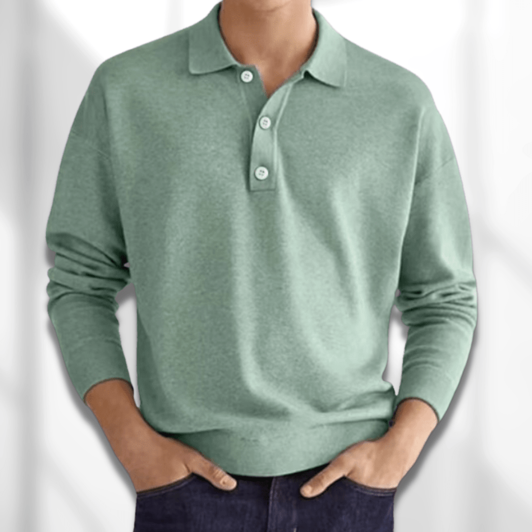 Miles | Men's Collared Button Long Sleeve Polo