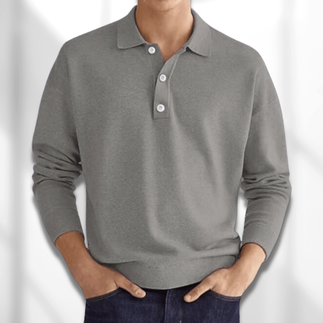 Miles | Men's Collared Button Long Sleeve Polo