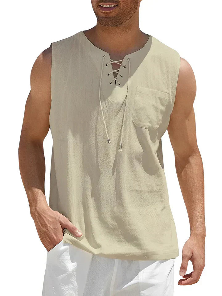 Cole | Men's Lace-Up Sleeveless Tank Top
