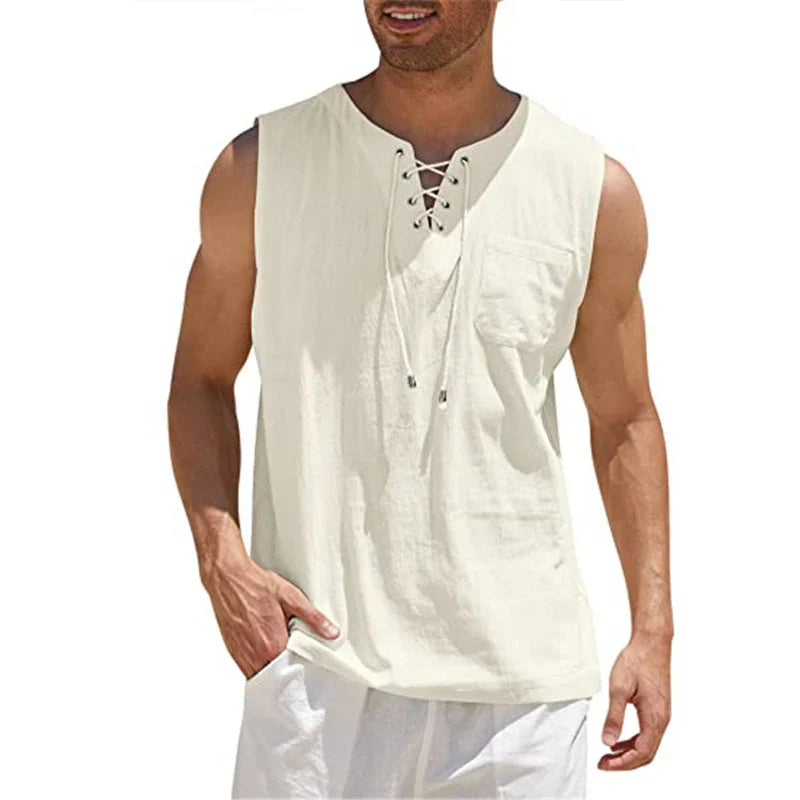 Cole | Men's Lace-Up Sleeveless Tank Top