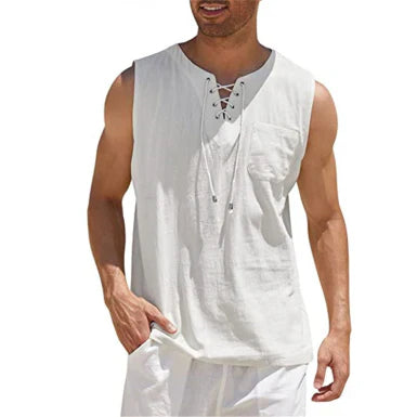 Cole | Men's Lace-Up Sleeveless Tank Top