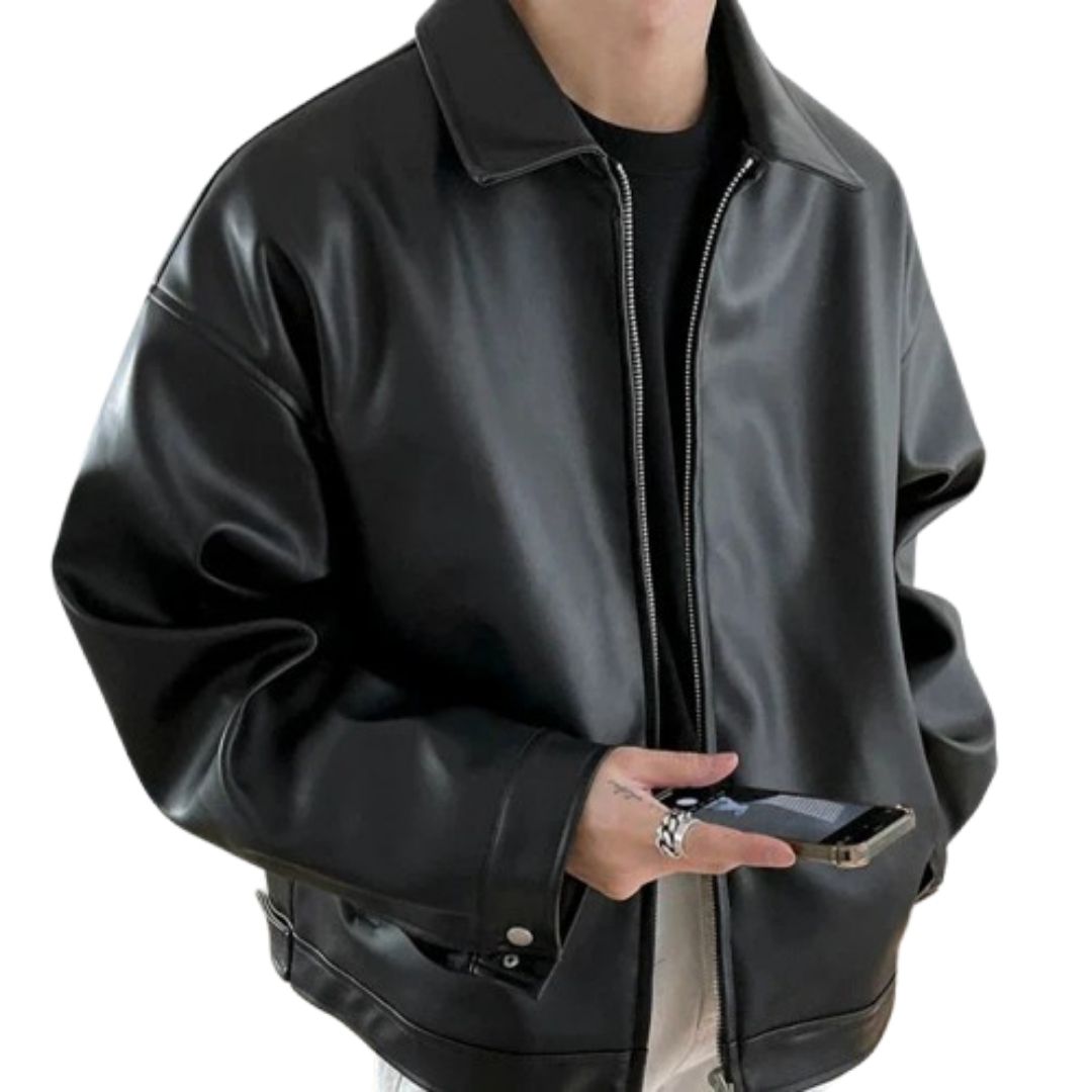 Ethan | Men's Oversized Leather Bomber Jacket