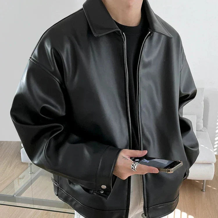 Ethan | Men's Oversized Leather Bomber Jacket