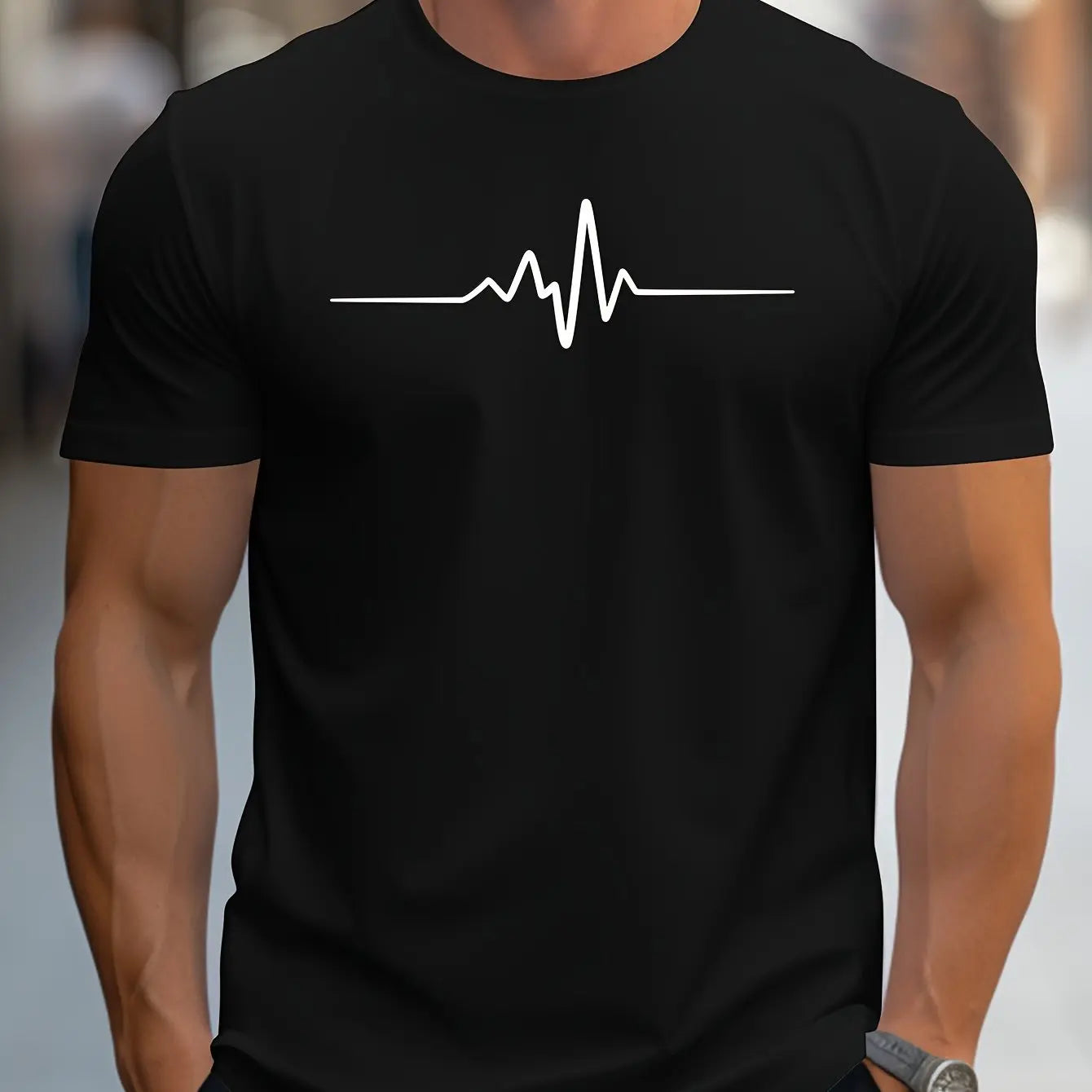 Nathan | Men's Heartbeat Print Casual T-Shirt