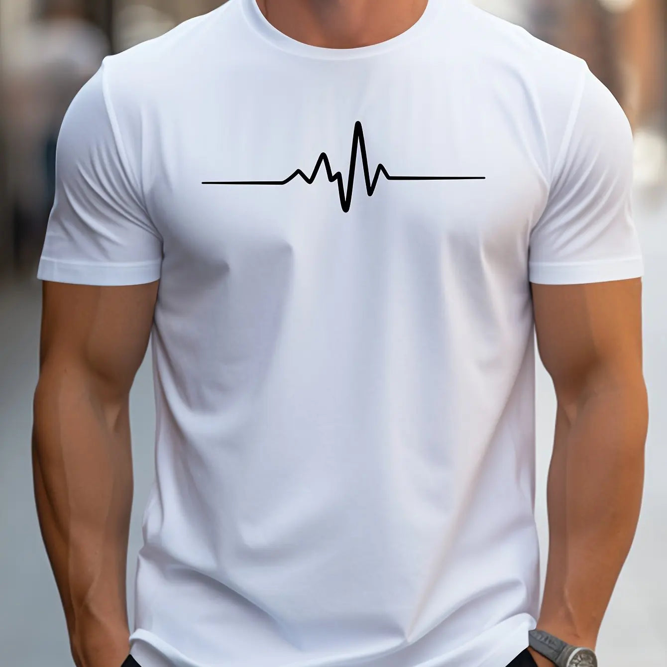 Nathan | Men's Heartbeat Print Casual T-Shirt