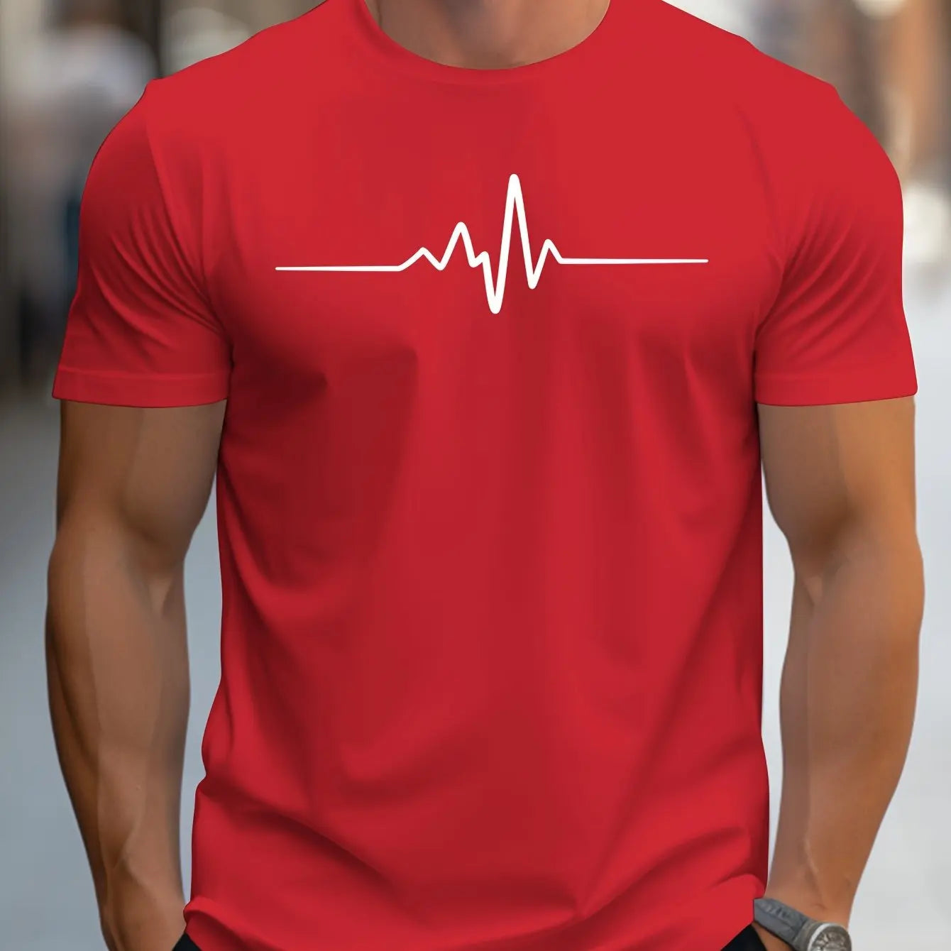 Nathan | Men's Heartbeat Print Casual T-Shirt