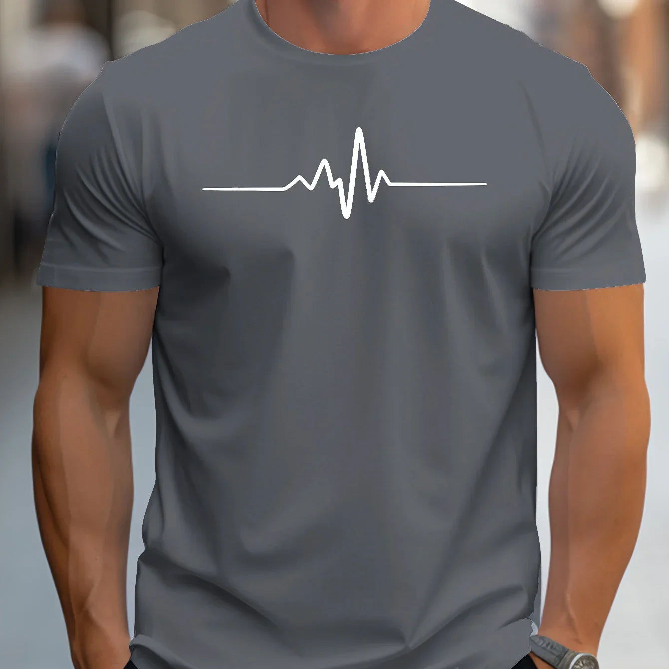 Nathan | Men's Heartbeat Print Casual T-Shirt