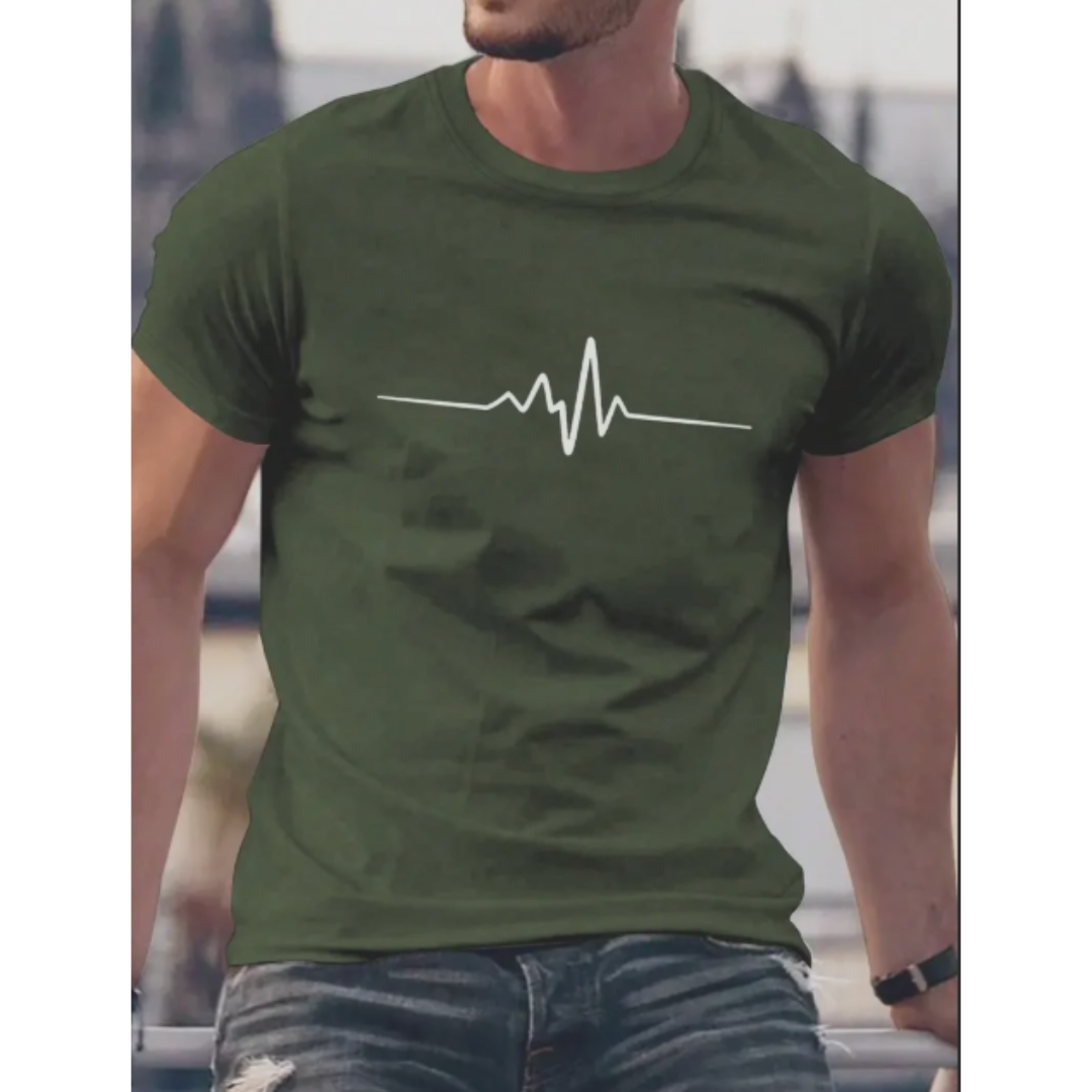Nathan | Men's Heartbeat Print Casual T-Shirt