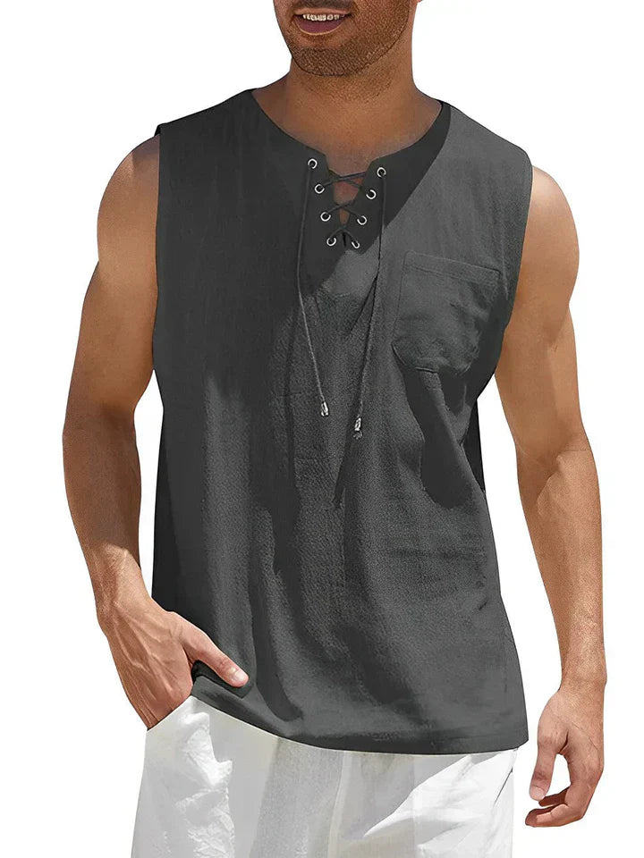 Cole | Men's Lace-Up Sleeveless Tank Top