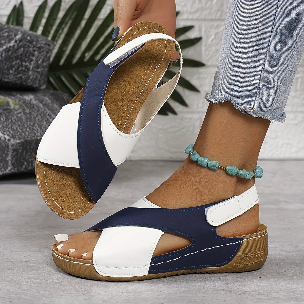 Zara | Women's Contrast Color Block Wedge Sandals