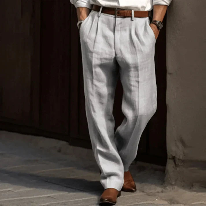Marco | Men's Double-Pleated Linen Trousers