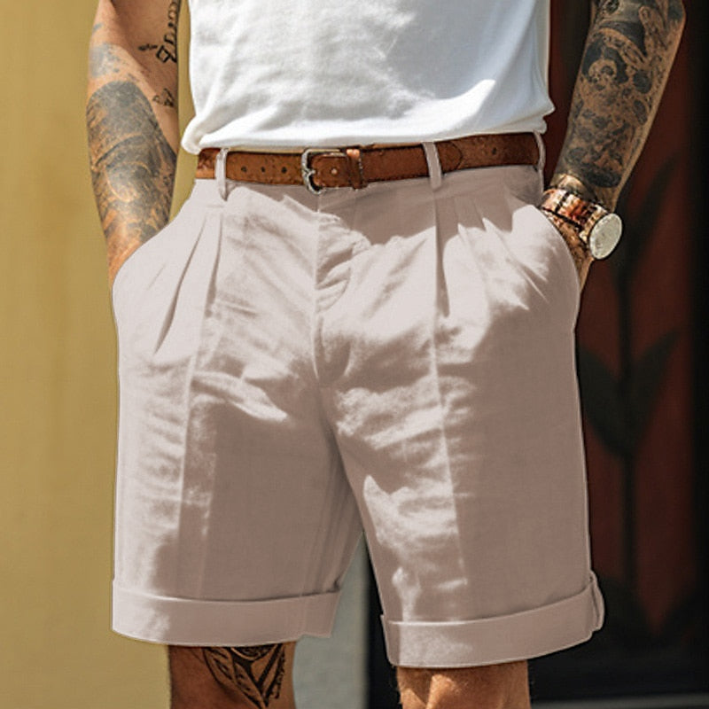 Marco | Men's Pleated Linen Blend Tailored Shorts