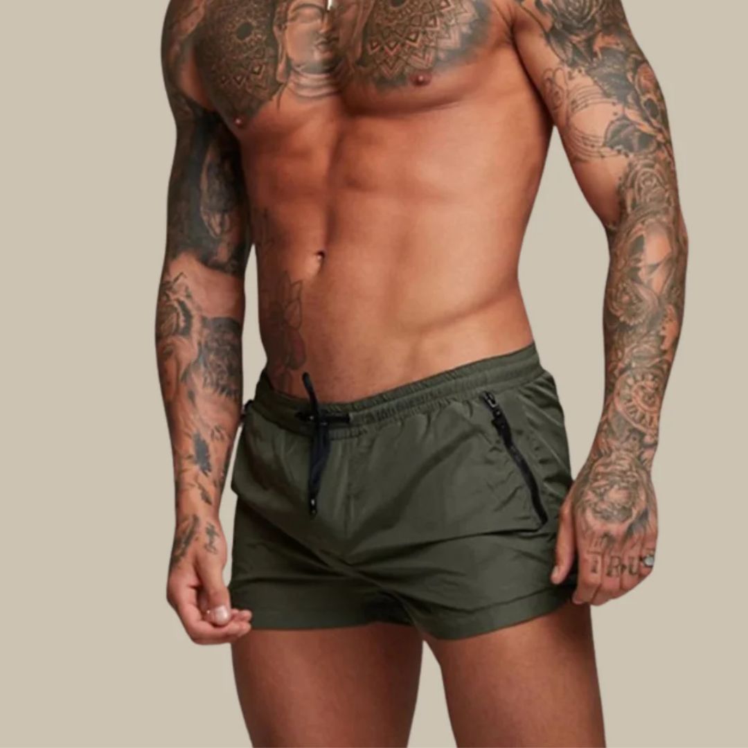 Ryan | Men's Solid Color Zip Pocket Swim Shorts